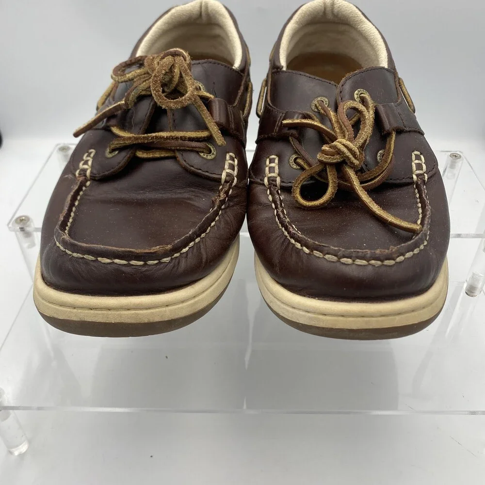 L.L.Bean Shoes Mens Size 8.5M Brown Leather Boat Deck Casual Comfort Lace Up